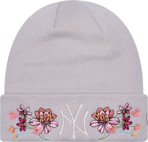 New Era Czapka zimowa damska NEW ERA NY Yankees Floral Cuff Knit Beanie beżowa 1