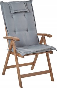 Beliani Zestaw 6 krzeseł ogrodowych drewno akacjowe z poduszkami szarymi AMANTEA 4