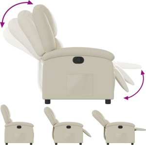 vidaXL Fotel rozkładany, kremowy, sztuczna skóra 6