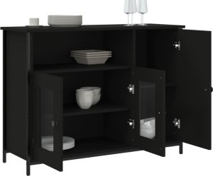 vidaXL vidaXL Szafka, czarna, 100x35x75 cm, materiał drewnopochodny 4