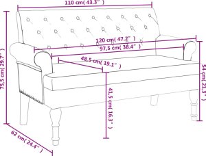 vidaXL vidaXL Ławka z oparciem, ciemnoszara, 120x62x75,5 cm, tkanina 8