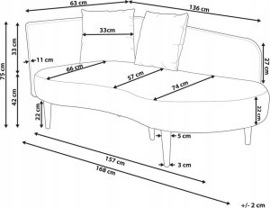 Beliani Szezlong welurowy lewostronny jasnoszary CHAUMONT 12