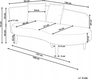 Beliani Szezlong welurowy lewostronny jasnoszary CHAUMONT 10