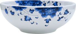 Umywalka vidaXL Umywalka nablatowa, biało-niebieska, okrągła, Φ41x14 cm 2