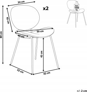 Beliani Krzesło do jadalni Zestaw 2 Jasnoszary LUANA 12