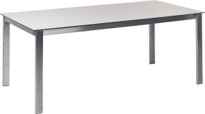 Beliani Zestaw ogrodowy stół szklany biały i 4 krzesła beżowe COSOLETO/GROSSETO 3