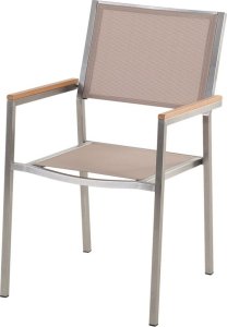 Beliani Zestaw ogrodowy stół szklany biały i 4 krzesła beżowe COSOLETO/GROSSETO 5