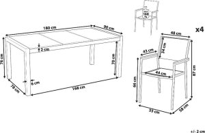 Beliani Zestaw ogrodowy stół szklany biały i 4 krzesła beżowe COSOLETO/GROSSETO 9