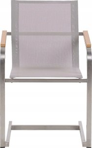 Beliani Zestaw ogrodowy stół szklany biały i 4 krzesła beżowe COSOLETO 8