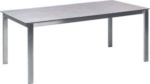 Beliani Zestaw ogrodowy stół szklany i 6 krzeseł szary COSOLETO 3