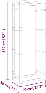 vidaXL vidaXL Stojak na drewno opałowe, 50x28x132 cm, stal nierdzewna 7