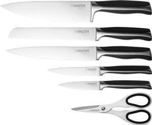 Vinzer Komplet 5 noży w bloku + nożyczki Chef 50119 2
