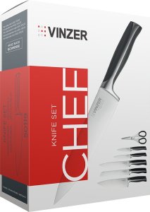 Vinzer Komplet 5 noży w bloku + nożyczki Chef 50119 9