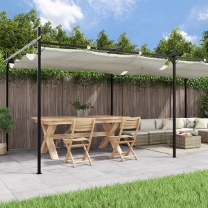 vidaXL Pergola ze zwijanym dachem, kremowa, 589x292x230 cm Lumarko! 1