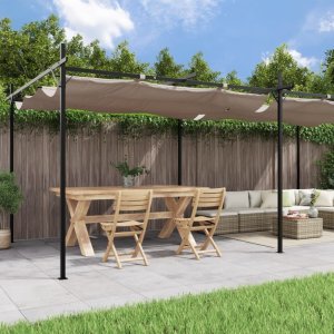 vidaXL Pergola ze zwijanym dachem, taupe, 589x292x230 cm Lumarko! 1