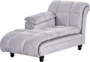 Beliani Szezlong prawostronny welurowy szary LORMONT 2