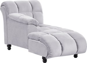 Beliani Szezlong prawostronny welurowy szary LORMONT 3