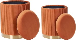 Beliani Zestaw 2 pufów ze schowkiem pomarańczowy MIRAMAR 2