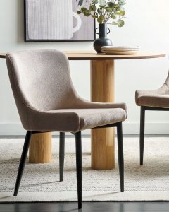 Beliani Tkanina Krzesło do jadalni Zestaw 2 Beżowoszary EVERLY 11