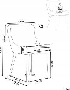 Beliani Tkanina Krzesło do jadalni Zestaw 2 Beżowoszary EVERLY 13