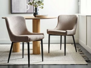 Beliani Tkanina Krzesło do jadalni Zestaw 2 Beżowoszary EVERLY 2