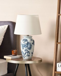 Lampa stołowa Beliani Lampa stołowa porcelanowa biało-niebieska BELUSO 11