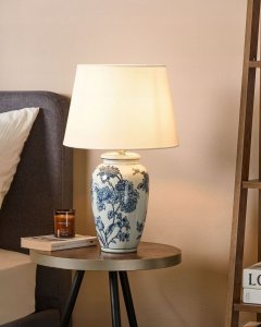 Lampa stołowa Beliani Lampa stołowa porcelanowa biało-niebieska BELUSO 9