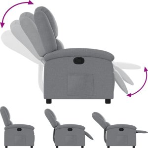 vidaXL Fotel rozkładany, jasnoszary, tapicerowany tkaniną 6