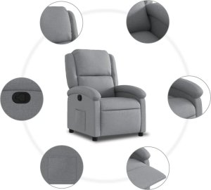 vidaXL Fotel rozkładany, jasnoszary, tapicerowany tkaniną 7