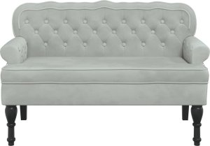 vidaXL Ławka z oparciem, jasnoszara, 119,5x64,5x75 cm, aksamitna 3