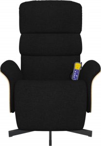 vidaXL Rozkładany fotel masujący z podnóżkiem, czarny, tkanina 3