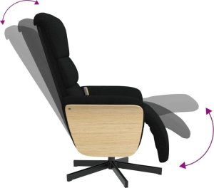 vidaXL Rozkładany fotel masujący z podnóżkiem, czarny, tkanina 6