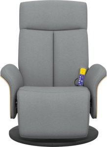 vidaXL Rozkładany fotel masujący z podnóżkiem, jasnoszary, tkanina 3