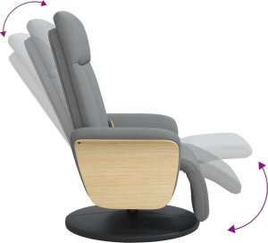 vidaXL Rozkładany fotel masujący z podnóżkiem, jasnoszary, tkanina 6