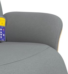 vidaXL Rozkładany fotel masujący z podnóżkiem, jasnoszary, tkanina 8