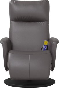 vidaXL Rozkładany fotel masujący z podnóżkiem, szary, sztuczna skóra 3