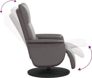 vidaXL Rozkładany fotel masujący z podnóżkiem, szary, sztuczna skóra 6