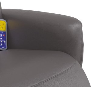 vidaXL Rozkładany fotel masujący z podnóżkiem, szary, sztuczna skóra 8