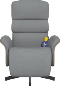 vidaXL Rozkładany fotel masujący z podnóżkiem, jasnoszary, tkanina 3