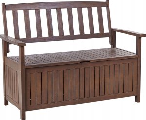 Beliani Ławka ogrodowa Drewno 120 Czerwony SOVANA 5