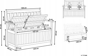 Beliani Ławka ogrodowa Drewno 120 Czerwony SOVANA 3
