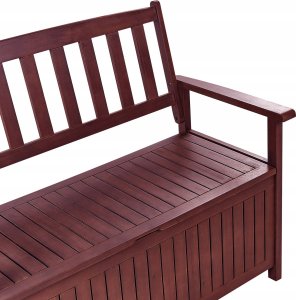 Beliani Ławka ogrodowa Drewno 120 Czerwony SOVANA 8