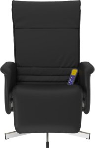 vidaXL Rozkładany fotel masujący z podnóżkiem, czarny, sztuczna skóra 3