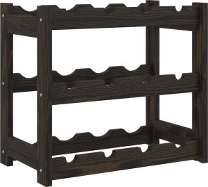 vidaXL Stojak na 12 butelek wina, czarny, lite drewno sosnowe 2