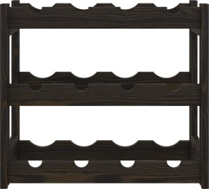 vidaXL Stojak na 12 butelek wina, czarny, lite drewno sosnowe 3