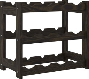 vidaXL Stojak na 12 butelek wina, czarny, lite drewno sosnowe 5