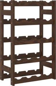 vidaXL Stojak na 20 butelek wina, brązowy, lite drewno sosnowe 5