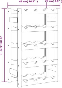 vidaXL Stojak na 20 butelek wina, brązowy, lite drewno sosnowe 7
