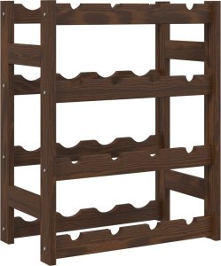 vidaXL Stojak na 16 butelek wina, brązowy, lite drewno sosnowe 2
