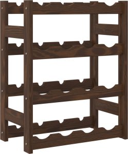 vidaXL Stojak na 16 butelek wina, brązowy, lite drewno sosnowe 5